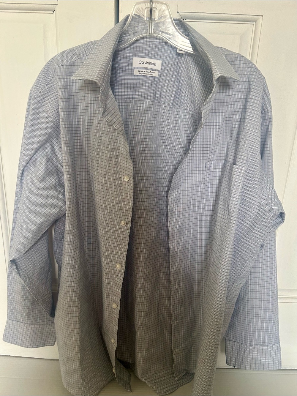 Calvin Klein Men's Light Blue & White Check Button-Down Shirt